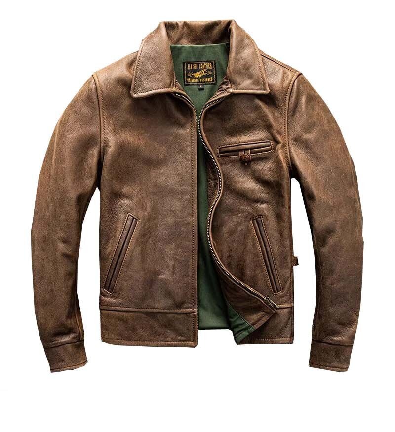 1940 イタリア製第一層カーフスキン レザー ジャケット カジュアル ラペル ショート メンズ レザー ジャケット 秋冬 コート トレンド 25,231円