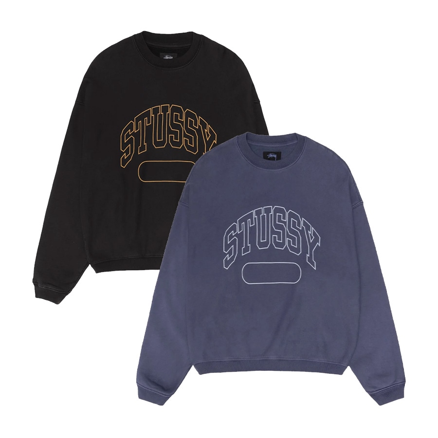 VARSITY OVERSIZED CREW BLACK/WASHED BLUE ユニセックス スウェット トレーナー 2色展開
