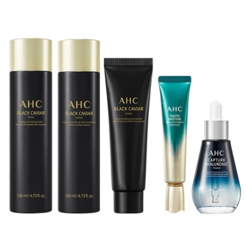 [韓國正品店]ブラック キャビア ユース リチュアル ケア 1セット(トナー140ml+ローション140ml+クリーム50g+アイクリーム30ml+ヒアルロニックアンプル50ml)