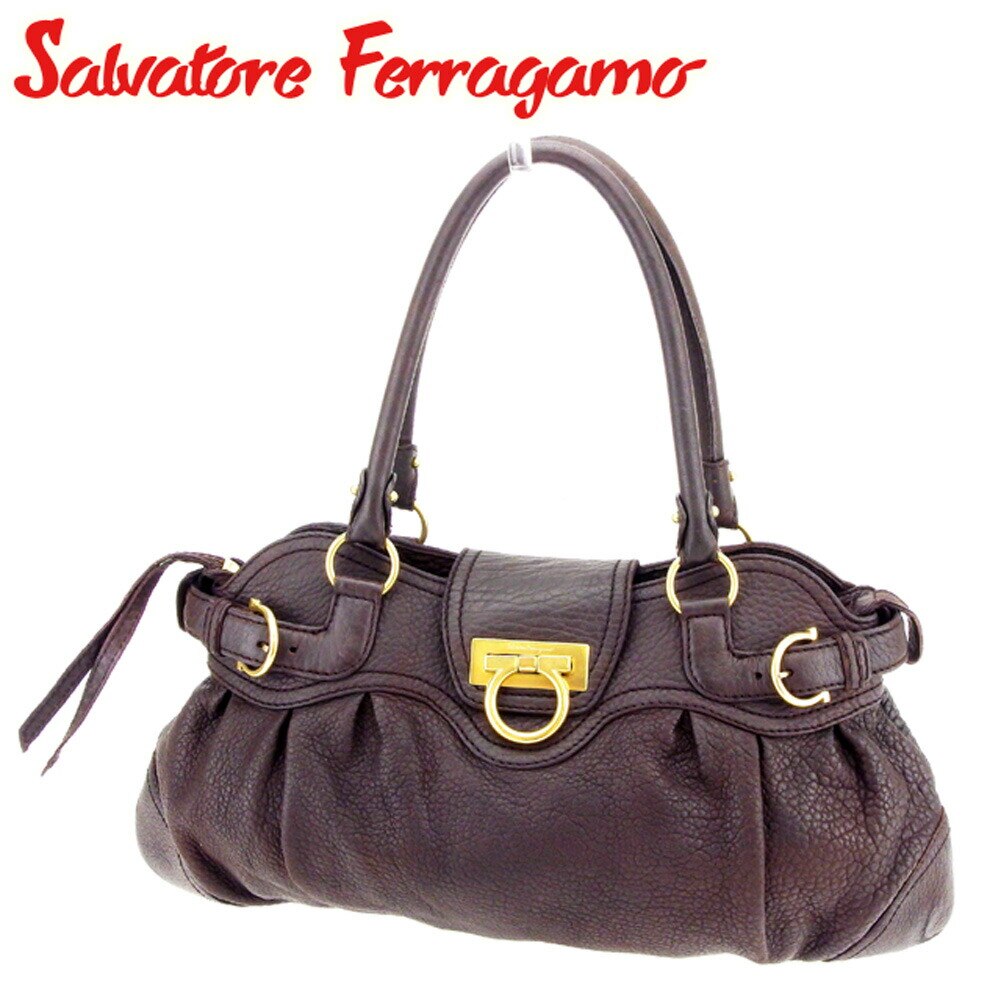 トートバッグ トート ショルダーバッグ ガンチーニ ブラウン ゴールド 中古