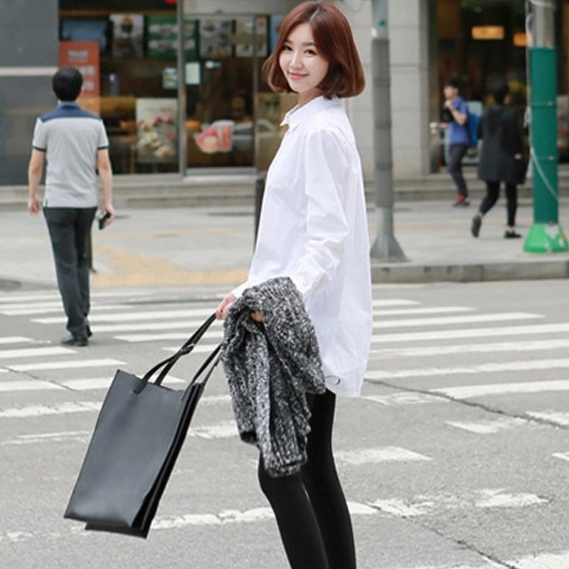 長袖シャツ ホワイト トップス シャツ カットソー スリム 細身 ストレート スマート かわいい