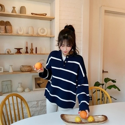 ボーダー柄のセーター ブラック トップス セーター スリム 細身 ストレート スマート かわいい