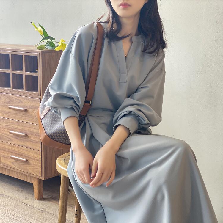 2023秋冬新作 ワンピース レディース 大人女子 女子 シンプル エレガント Vネック 紐 リボン今日は30パーセント 5,543円