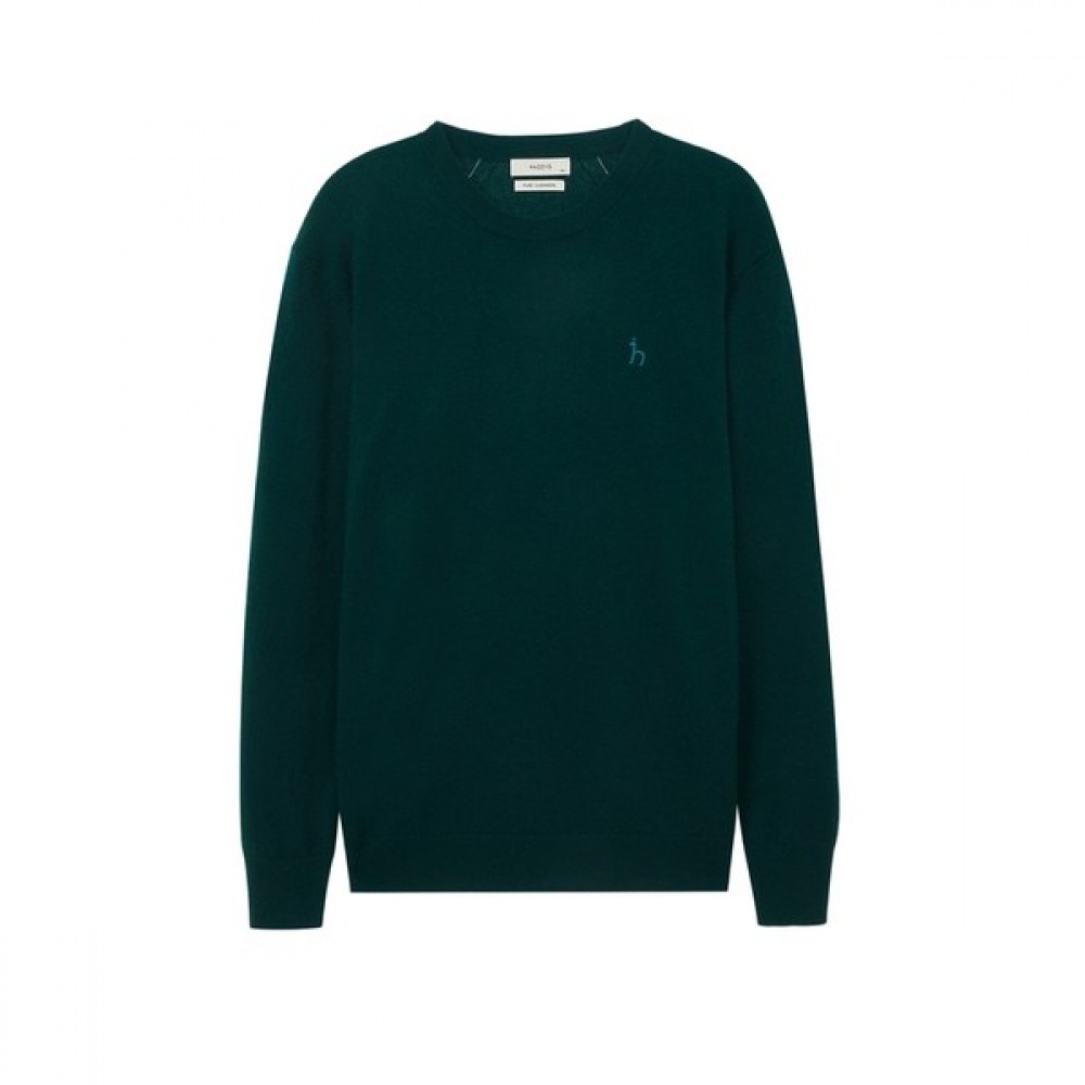 (ヘッジズ) 24FW ダークグリーンカシミアクルーネックニット HZSW4D467E3