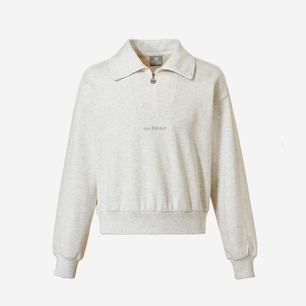 ニューバランスレディースシグネチャーセミクロップハーフジップ NBNCE1W212-(AC) メランジグレー