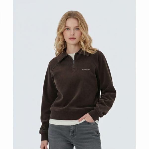 SNOWPEAK APPAREL コーデュロイ 女性 ハーフジップ スウェットシャツ S25WWFZT71 Choco Brown
