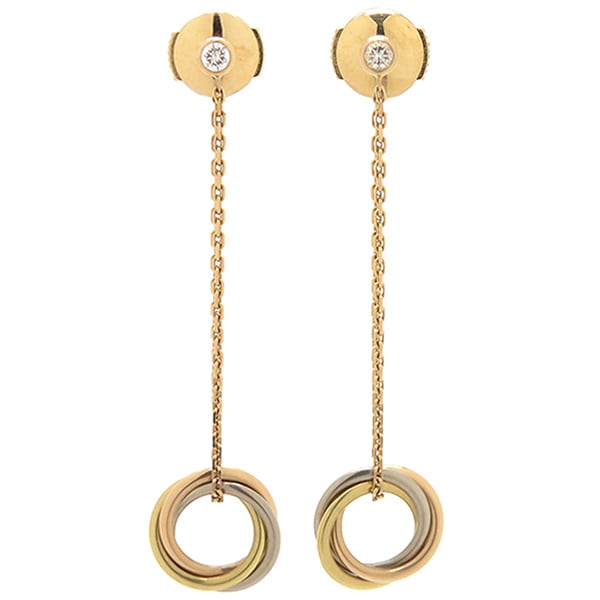 カルティエ Cartier ピアス トリニティ ダイヤ K18YG K18PG K18WG ホワイトゴールドXイエローゴールドXピンクゴールド ドロップ 1P 750 18K 【ケース】【中古】
