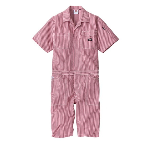 コーコス D-7104 レッド L 半袖ツナギ ショート丈