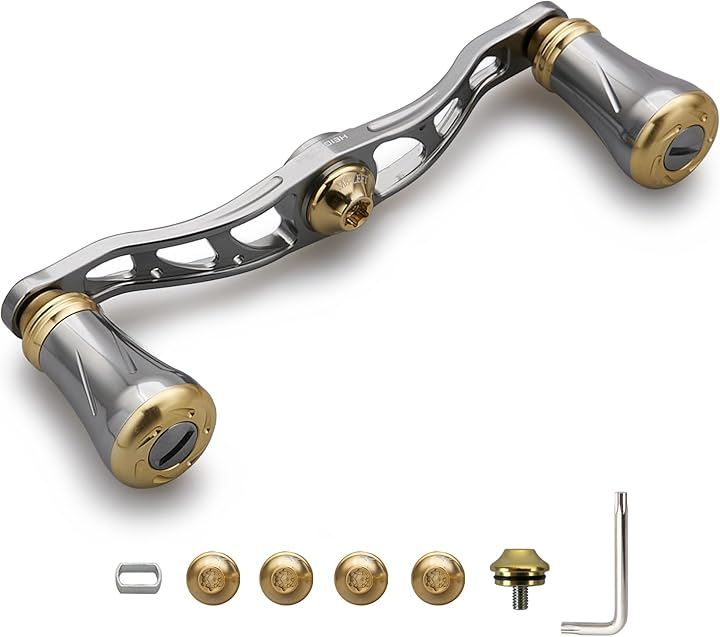 88mm/90mm/105mm リール ハンドル 19mm ノブ搭載 シマノ SHIMANO ダイワ DAIWA アブ Abu 通用 ベイトリール (105mm - ガンメタル＆ゴールド)