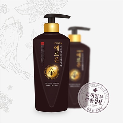 特許取得済みの脱毛防止シャンプーエルオンヒーリング液プラス（ERON HEALING TONIC PLUS)/脱毛防止と養毛効果を同時に！/FDAの安全性検査完了およびOTC登録