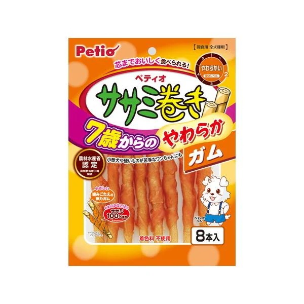 【1ケース】【お取り寄せ対象品】ペティオ　７歳からのササミ巻きガム 8本 [ペティオ] *30個