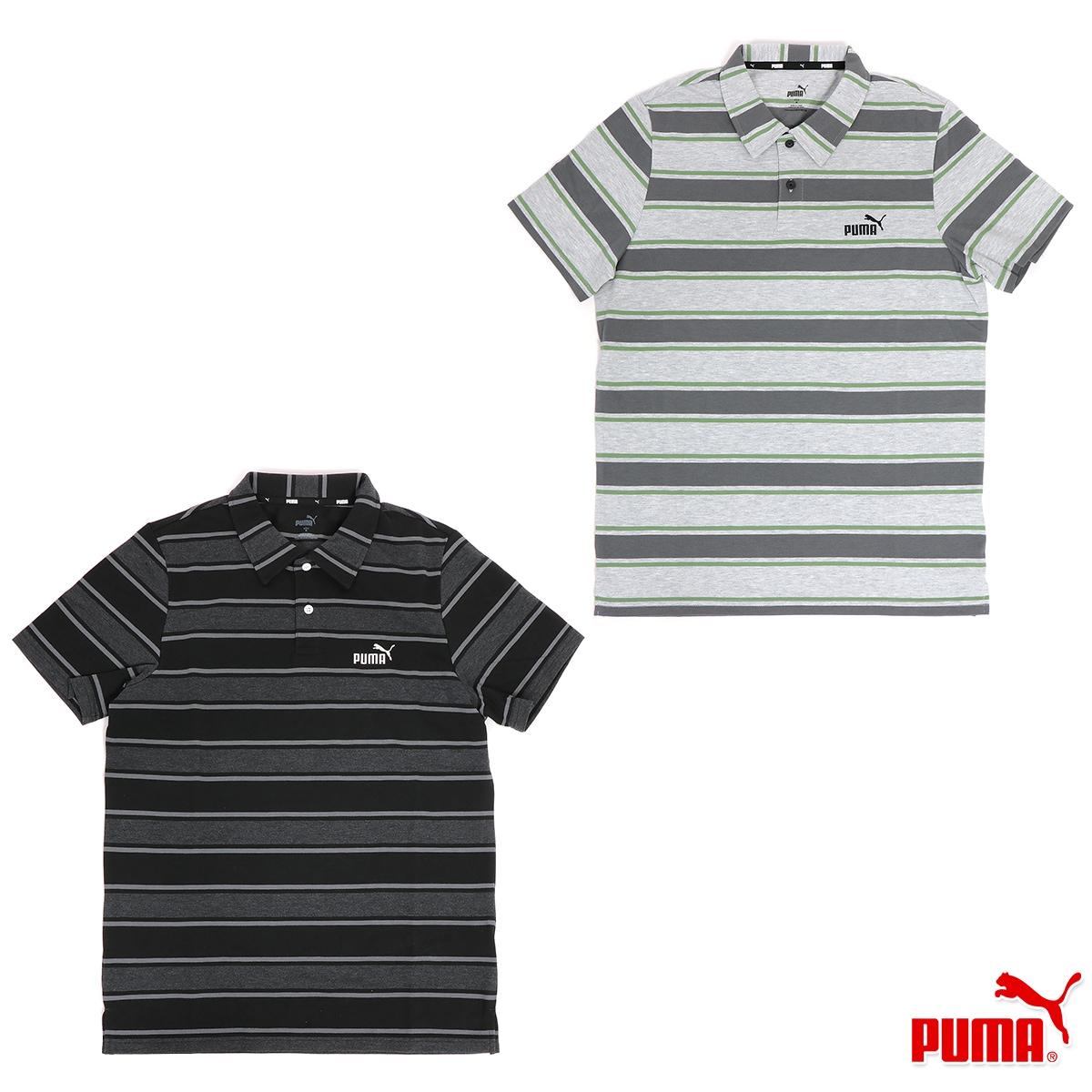 PPC ストライプ ポロシャツ メンズ ポロシャツ ブラック/グレー M/L 674907