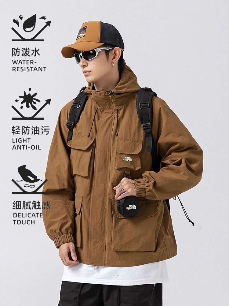 アウタージャンパーブルゾンゆったり カジュアル トップス かっこいい ファスナー 多機能 アウトドア 防风突撃衣 防水 トップス ジャンバー