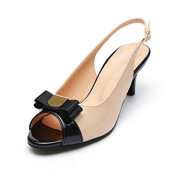 [シークレット特価] マツ 女性 配色 リボン サンダル 6cm LCWW59M326