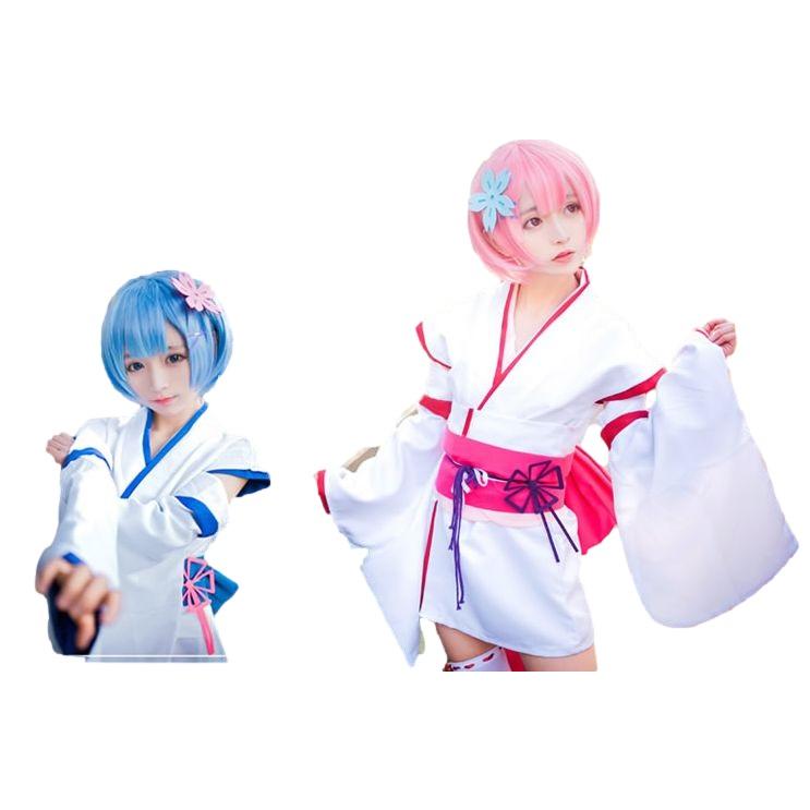 工場直販 一部分3日出荷ウィッグ付き Re:ゼロから始める異世界生活 リゼロ ラム レム 幼少期 子供時代 コスチューム コスプレ衣装 ブルー ピンク サイズ XSXL