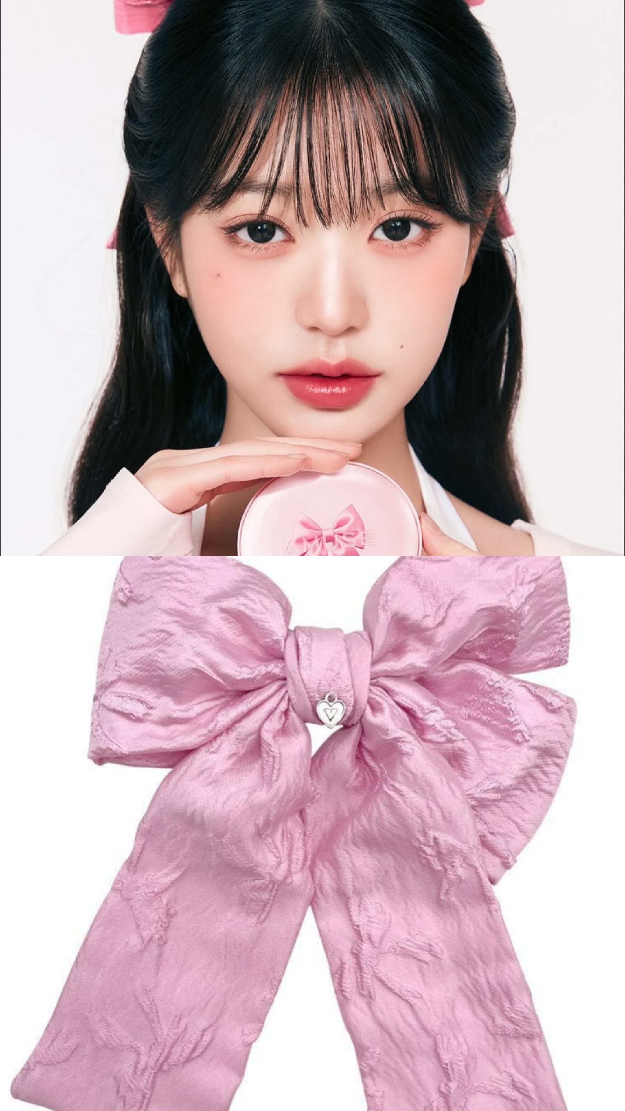VVV/IVE JANGWONYOUNG wear/Jacquard Big Ribbon Hairpin _ Pink
