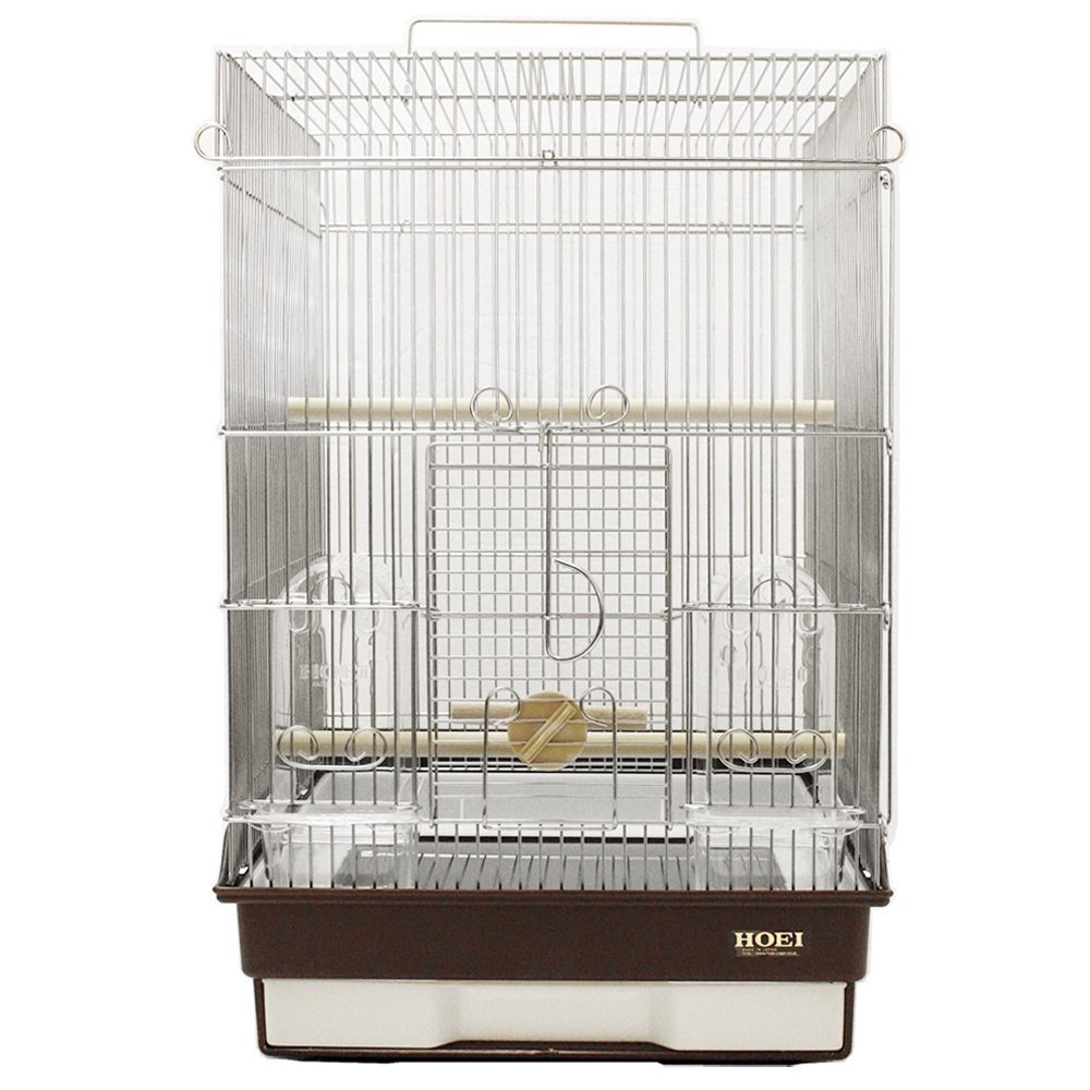 鳥かご　ＨＯＥＩ　３５手のりステンレス　ブラウン　（３７X４１．５X５４．５ｃｍ）　セキセイ　小型インコ　中型インコ　ＣＲＣ55―15―10―10―00