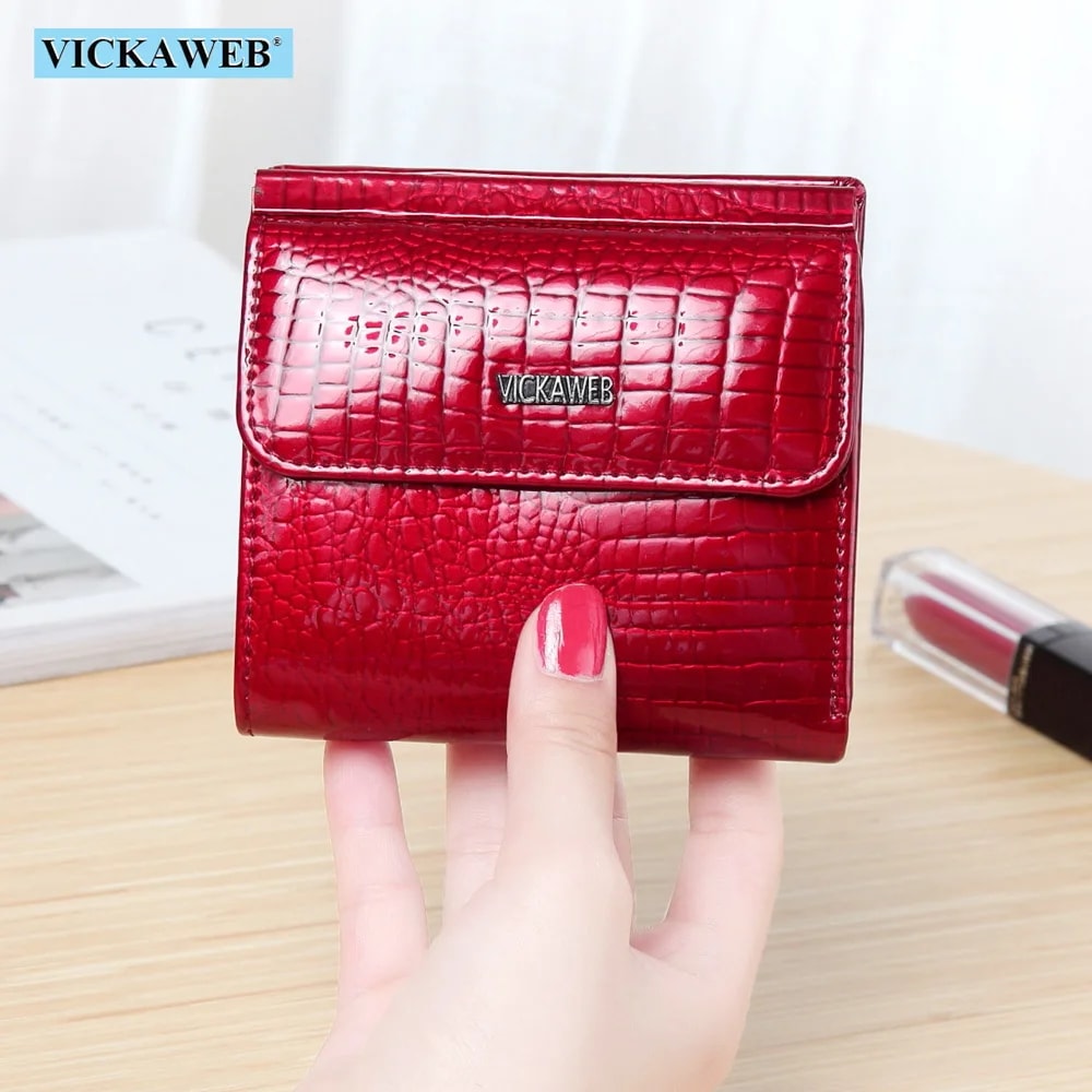 Vickaweb-女性のための本革のミニ財布,短いアリゲータースタイルの財布,ファッション209 - 1524
