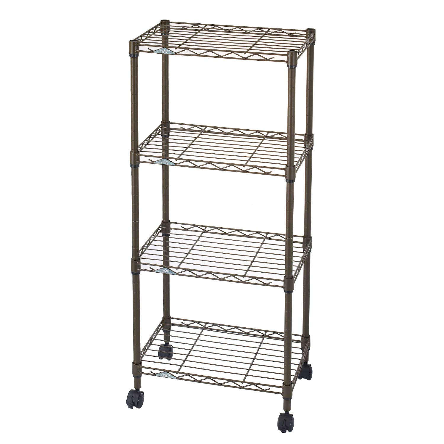 ドウシシャ ルミナス カラーラック ブラウン 4段 幅45 スリム オシャレでかわいい スチールラック 棚 収納 全体耐荷重120kg キャスター付き ポール径19mm 幅45.5×奥行29.5×高さ