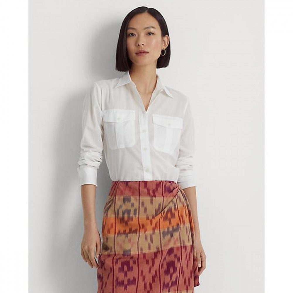 ローレンラルフローレンコットンボイルシャツ (WMLRSHTS6820299100)