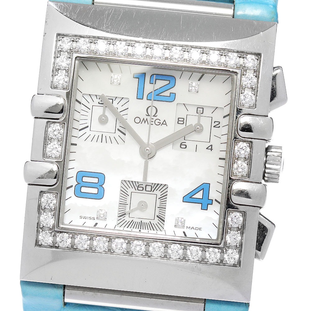 オメガ OMEGA 1847.76.61 コンステレーション クアドラ ダイヤベゼル クロノグラフ クォーツ レディース _844397【中古】