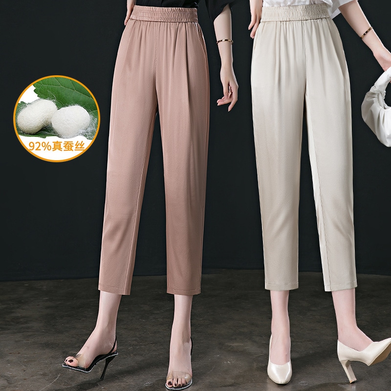 夏は腰の高いシルクのズボンがゆったりしていて冷たい感じがします 5,896円