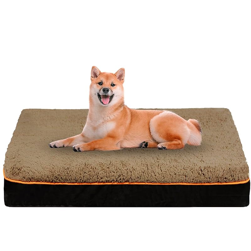 VERTUPET 犬 ベッド ペットベッド 90*70*8cm 高反発マットレス 足腰関節にやさしい 高齢犬介護 子犬 猫 多頭飼い 洗える 取り外せるカバー 滑り止め 中型犬 大型犬 通年使える（