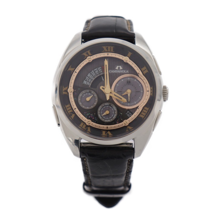 美品 CITIZEN シチズン 腕時計 BZ0030-16F 魂耀 グランドコンプリケーション カンパノラ ステンレススチール クロコダイル シルバー ブラック 漆モデル 天地開闢 ソーラー クロノグ