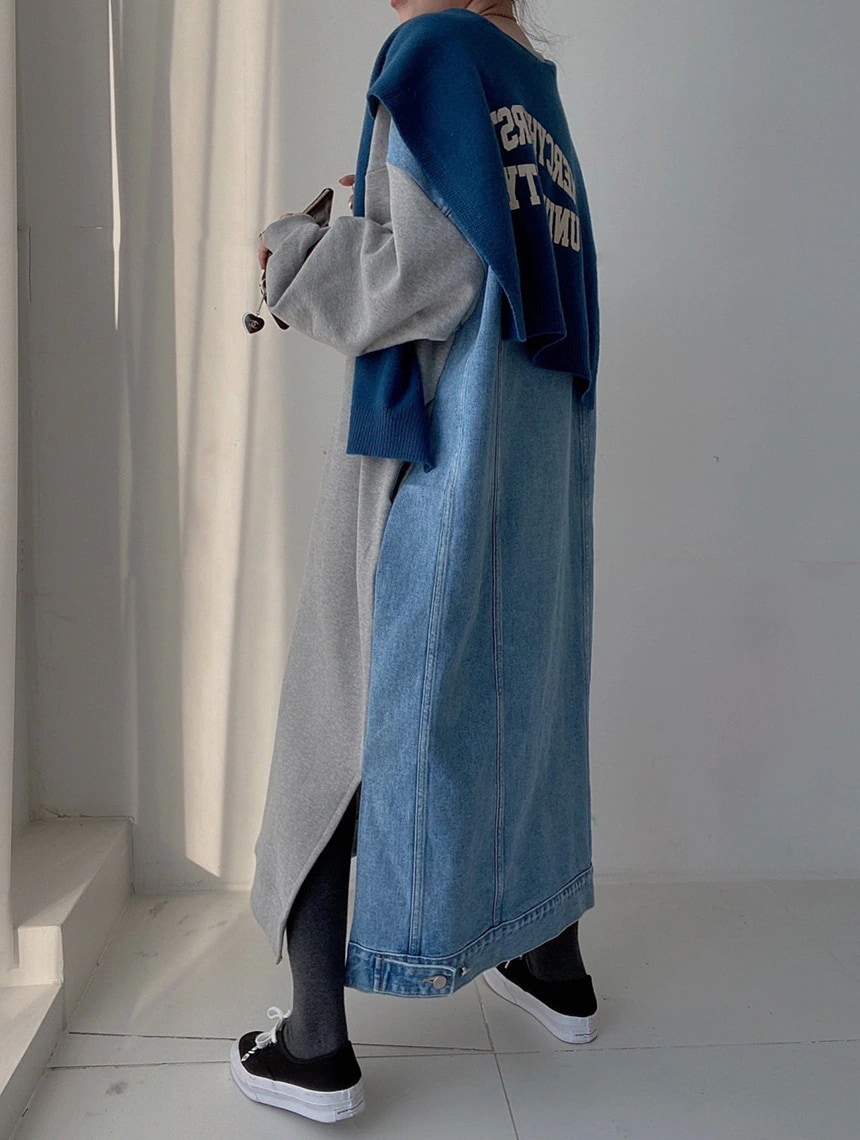 韓国 膝下丈 シンプル ゆったり 新作 カジュアル 愛されドッキングワンピース マキシ丈 お洒落 フォーマル Aライン チェック柄 通勤 レディース ロングワンピース 長袖 切り替えワンピース ニット