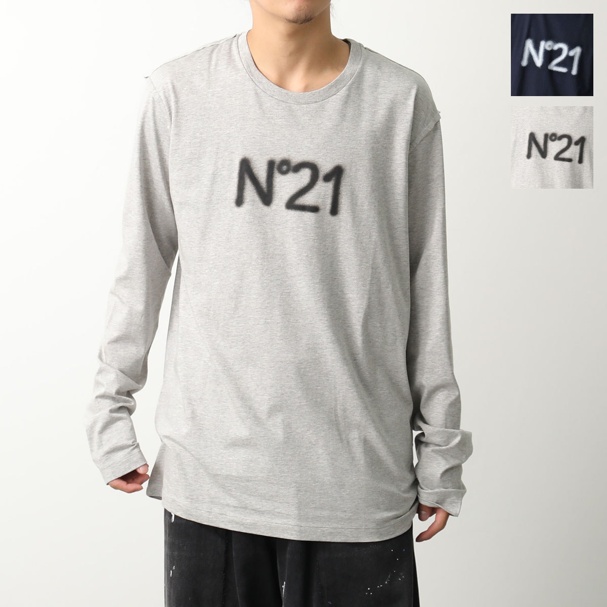 N21 ヌメロヴェントゥーノ Tシャツ F071 6328 メンズ 長袖 カットソー コットン クルーネック ロゴT ロンT カラー2色 【ts】