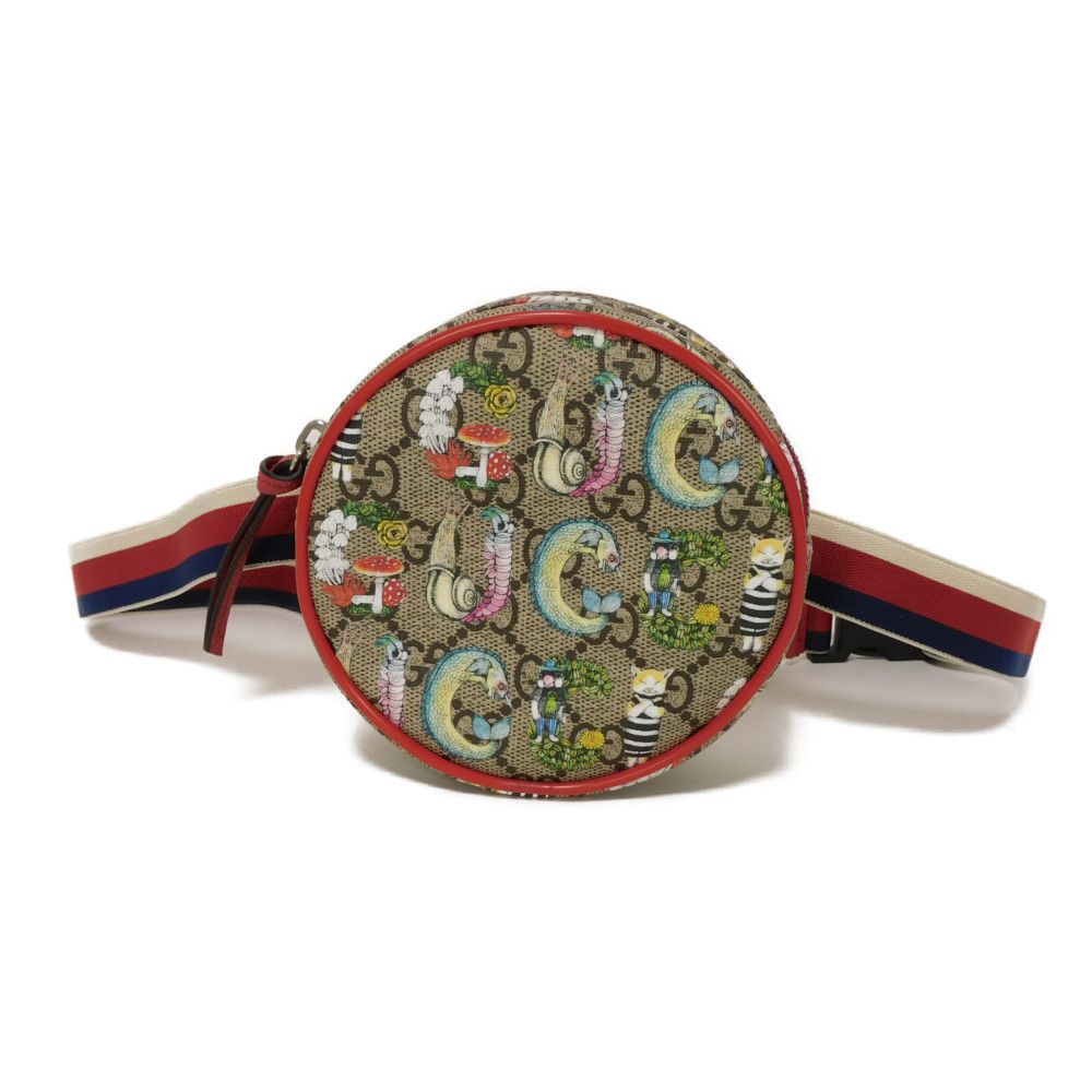 【中古】 ボディバッグ ウェブ ストライプ 未使用 GGスプリーム ラウンド ミニ ウエストポーチ ヒグチユウコ チルドレンズ 502330