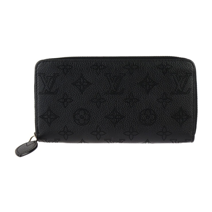超美品 LOUIS VUITTON ルイ ヴィトン 長財布 M61867 ジッピー ウォレット モノグラムマヒナ カーフレザー ブラック シルバー金具 ラウンドファスナー ビトン 本物保証 中古