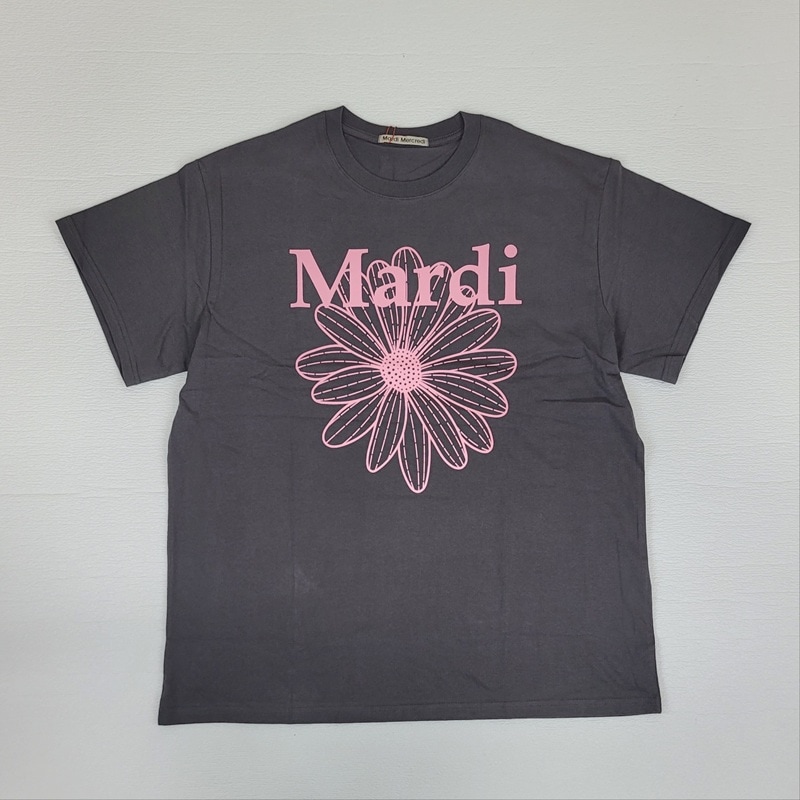 UNISEX TSHIRT FLOWERMARDI_CHARCOAL PINK 韓国 人気 男女共用 半袖 Tシャツ