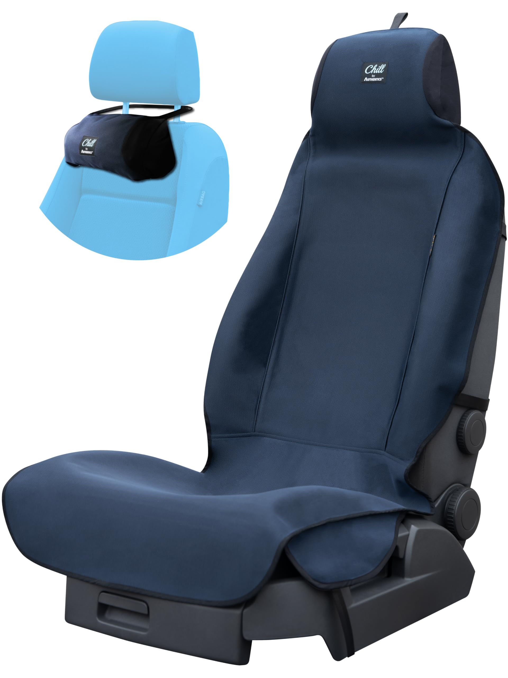 AUTHENTICS Chill カーシートカバー 汎用 軽/自動車/普通車対応 洗える - 柔らかく快適で防水 吸汗 抗菌 消臭取付簡単のシートエプロン台湾製の機能性生地化学製品の臭いがしな