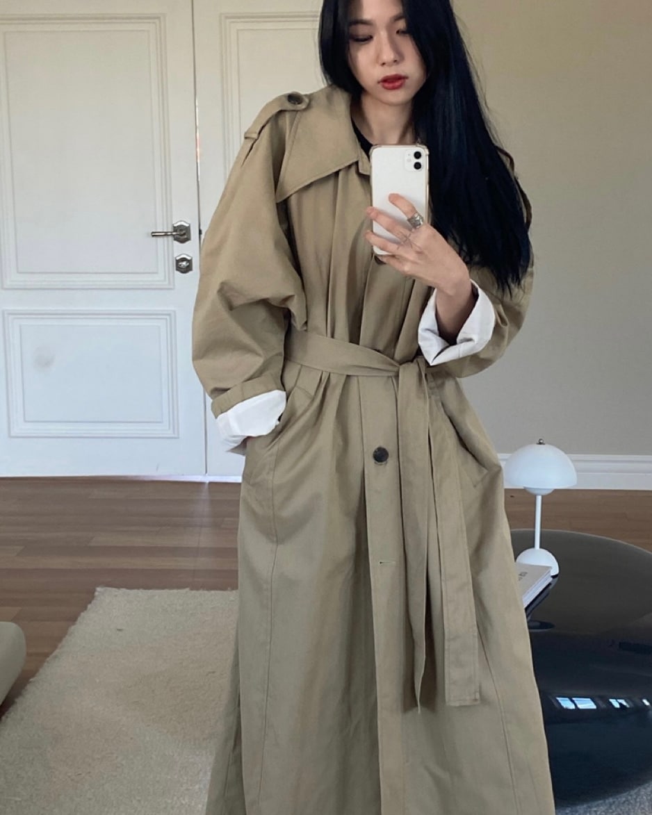 ビッグカラー マキシ トレンチ コート