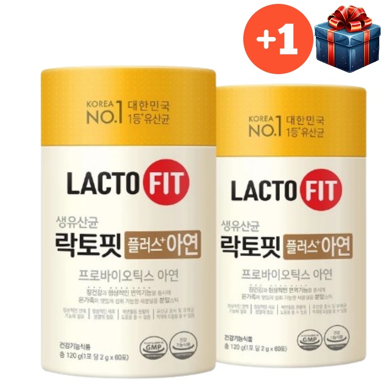 [韓国人気1 + 1] LACTOFIT プラス 亜鉛 2,000mg x 60包* 2個 120包 乳酸菌 腸の健康 免疫機能 排便 便秘解消 韓国食品