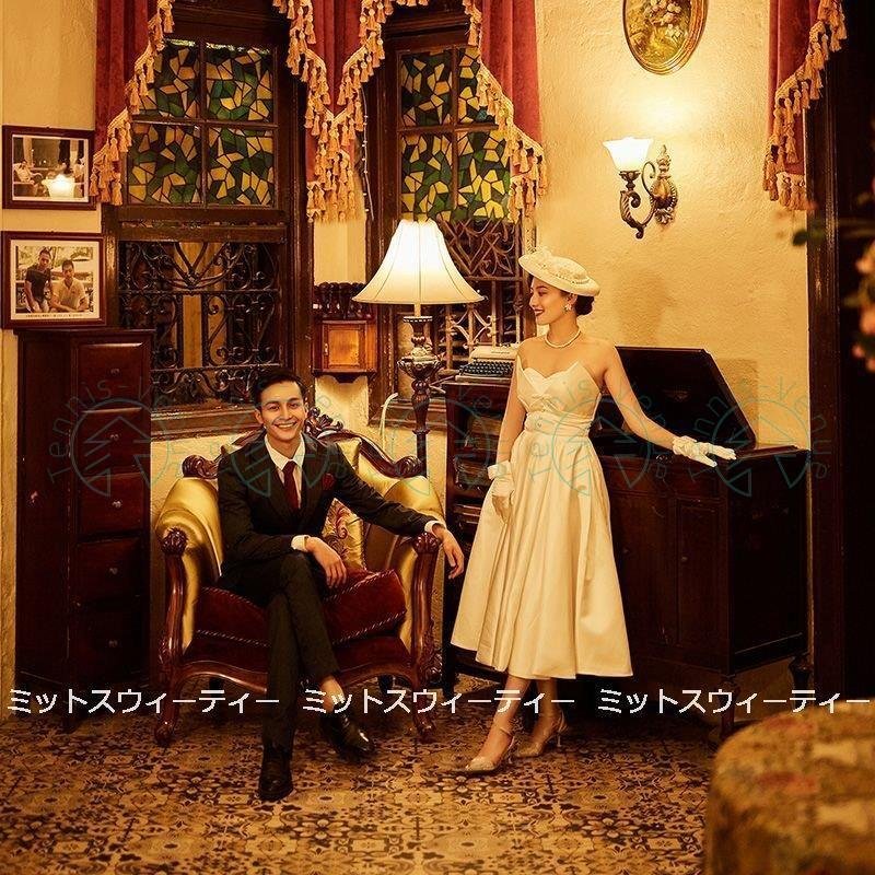 ウェディングドレス 二次会 前撮り 海外挙式 花嫁 フォト ベアトップ サテン リゾートドレス 結婚