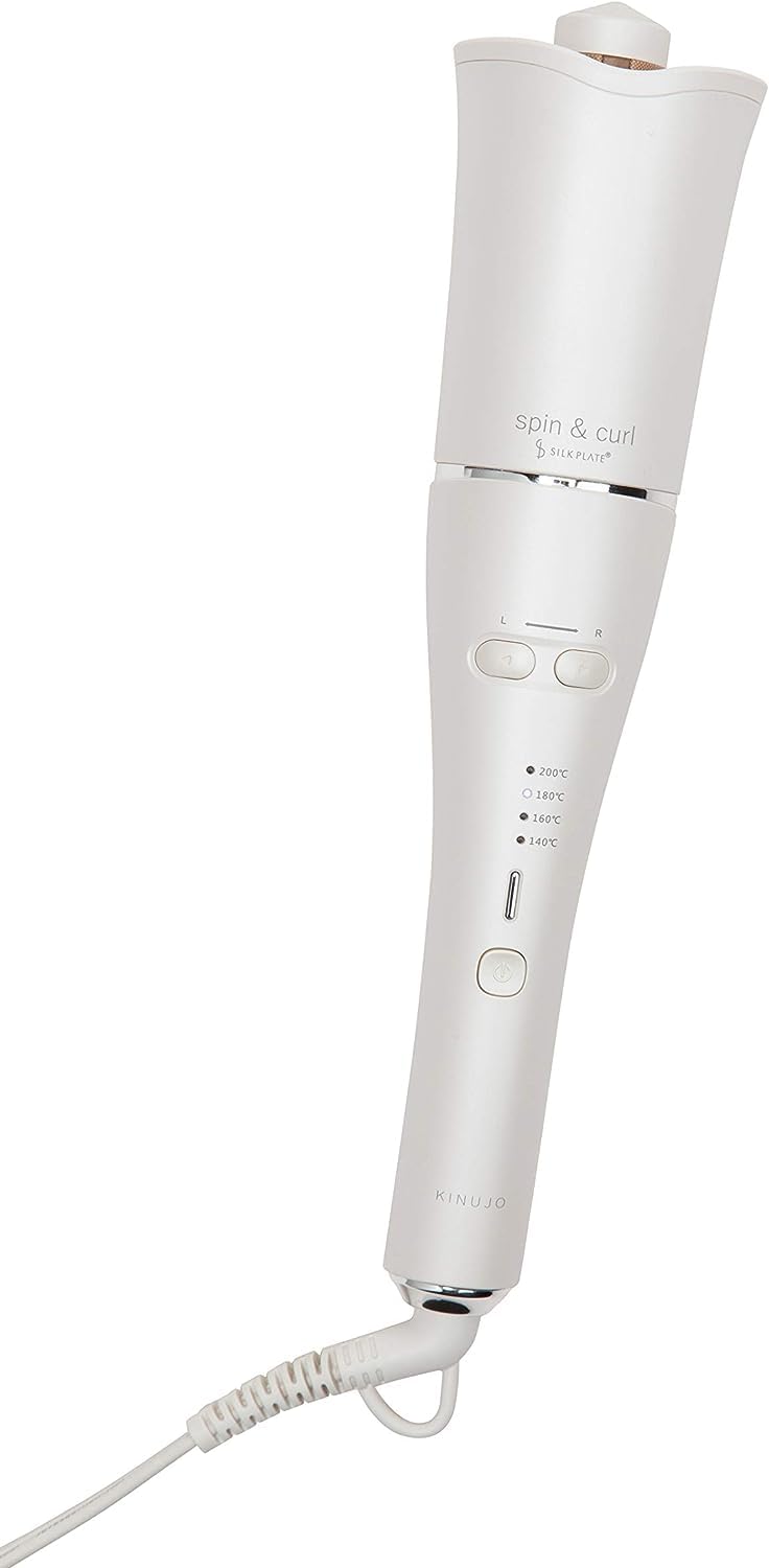 【公式ストア限定】【海外対応・自動巻きヘアアイロン】spin & curl KINUJO シルクプレート プレミアムモデル ホワイト色 カールアイロン