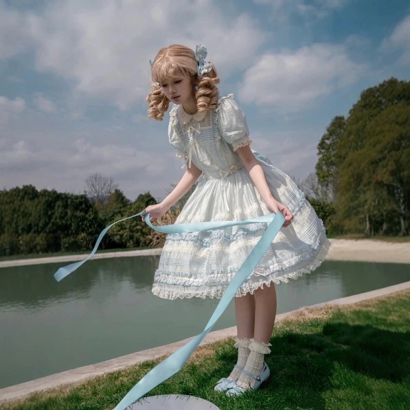 【2026新作-5】Lolita正規品自家製opペルタリーテンズワンピースロリータ可愛いベビーカラー半袖プリンセスドレス