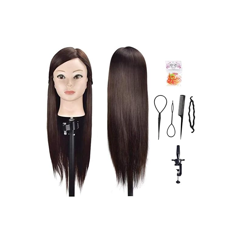 Ba Sha 練習用 編み込み練習用 ウィッグマネキンヘッド ヘアアクセサリーセット 美容室サロン 100%合成髪 YH0204