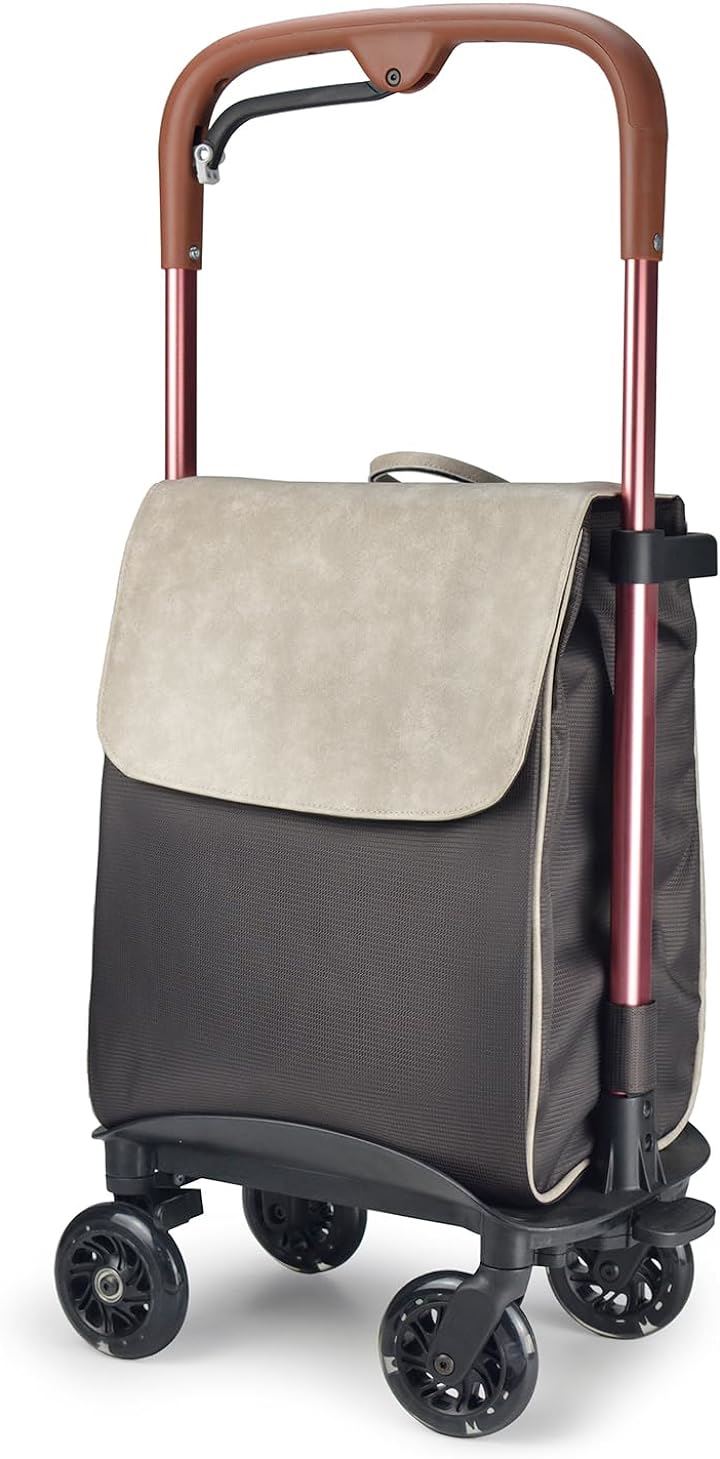 ショッピングキャリー ショッピングカート 横押し 軽量 コンパクト 大容量40L アルミ製 4輪静音キャスター( 赤フレーム)