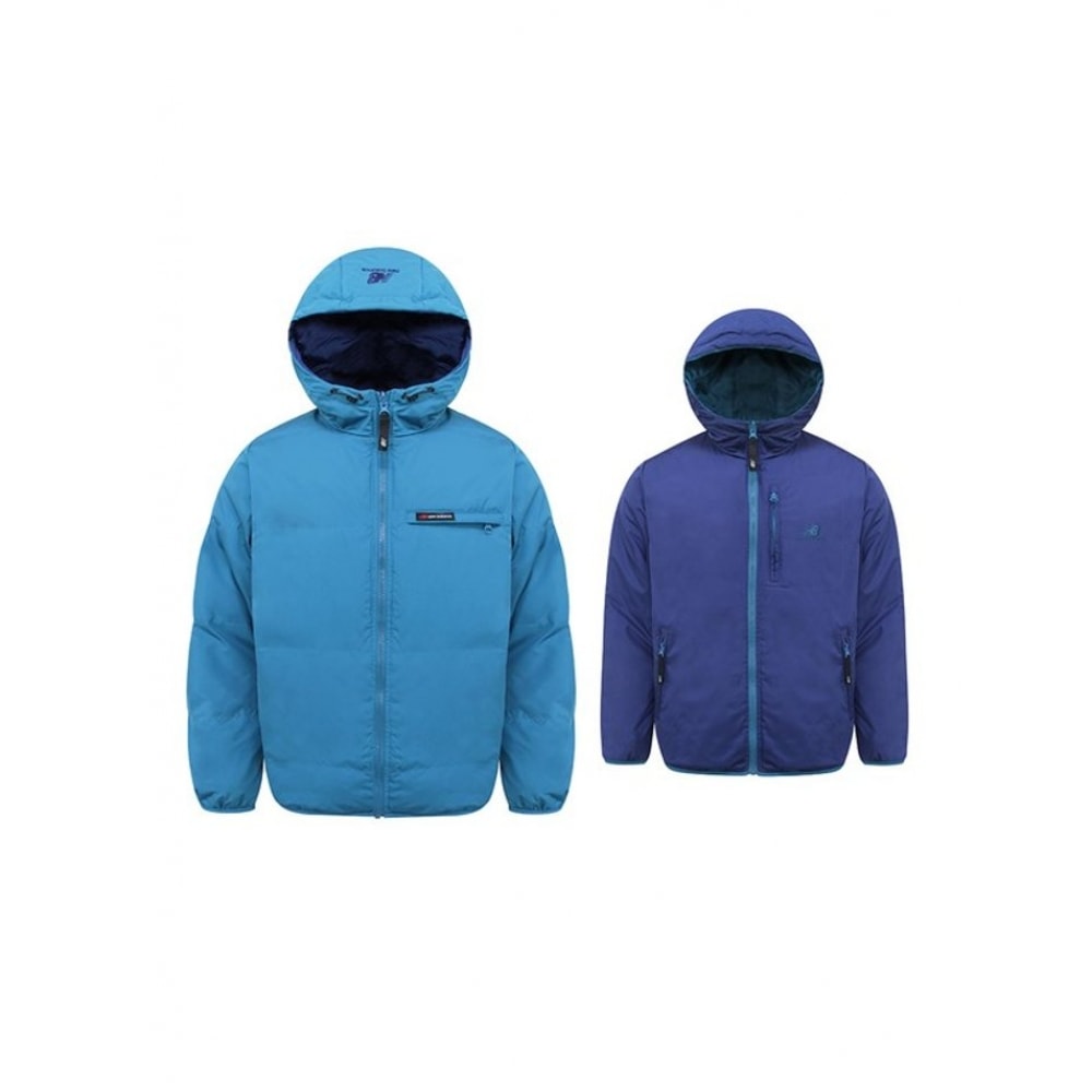 ニューバランスジュニアニューバランス UNI NB リバーシブルダウンパッド入りジャンパーグリーンブルー NBNPB48013-40