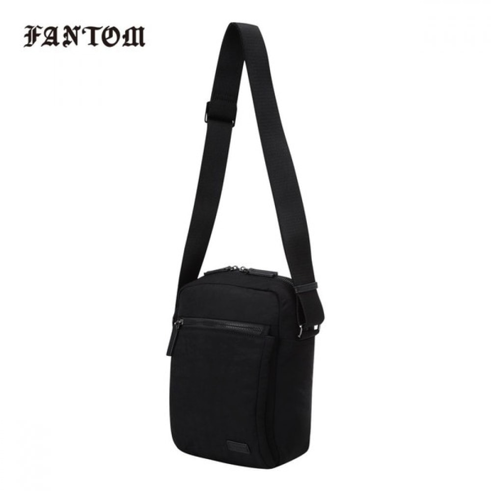 (Phantom) メンズロゴパッチシンプルカジュアルミニクロスボディバッグ