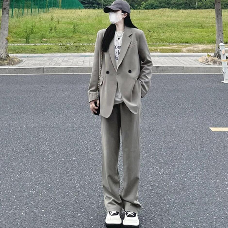 【3日で出荷】オーバーサイズ スーツ ジャケット スラックス ワイドパンツ セットアップ ハイウエスト テーラードジャケット ブレザー ゆったり ビッグシルエット ビッグサイズ カジュアル ストレート