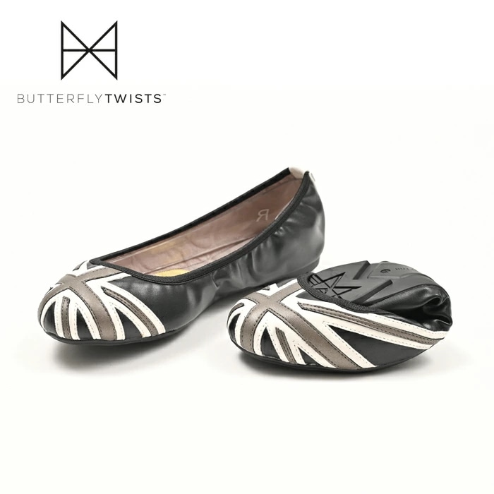 バタフライツイスト jacqui blkgry 携帯シューズ 折りたたみ 靴 Butterflytwist バレエシューズ フラットシューズ ポケッタブルシューズ 携帯スリッパ 靴 パンプス