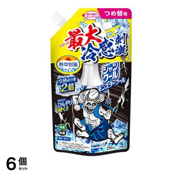 熱中対策 シャツクール モンスタークール 250mL (詰め替えパウチ) 6個セット