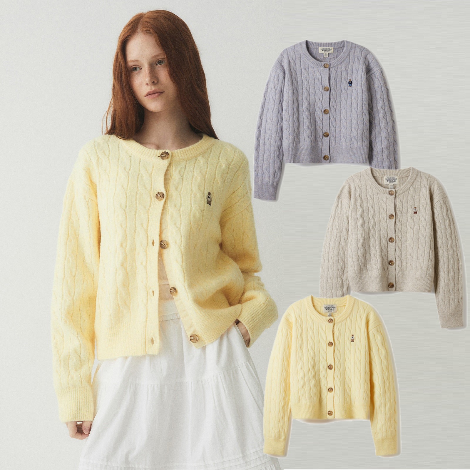 Steve Bokasi Cable Cardigan 韓国ファッション 季節の変わり目に適した 制服ファッション 10代 20代 30代ファッション