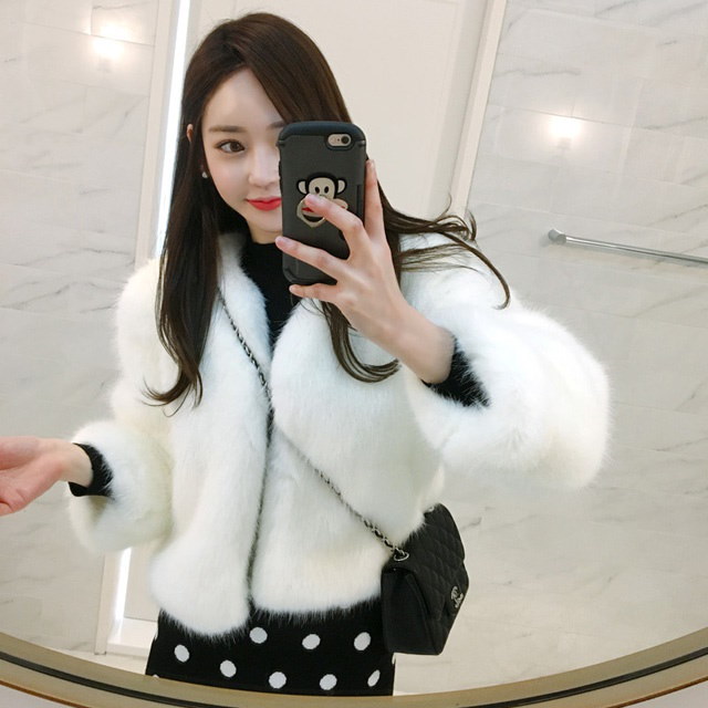 ショートファージャケットkorean fashion style ショートファージャケットkorean fashion style