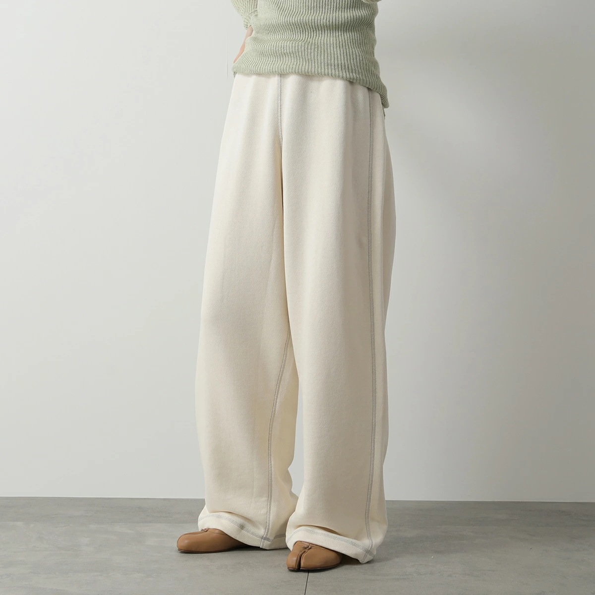 BASERANGE ベースレンジ スウェットパンツ WAY PANTS TRWA RC レディース コットン ワイドパンツ フレア UNDYED/PATHGREY