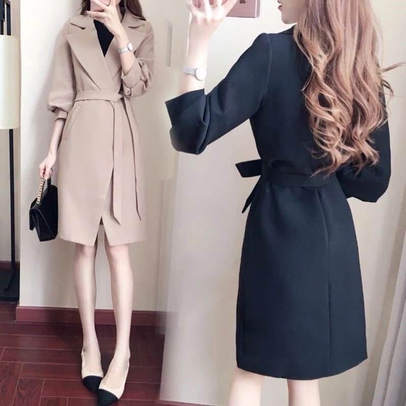 トレンチコートレディースシンプルスプリングコートロング秋チェスターアウター体型カバー